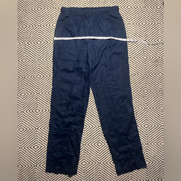 Orvis Navy Blue Linen Straight Leg Pants - Picture 3 of 5